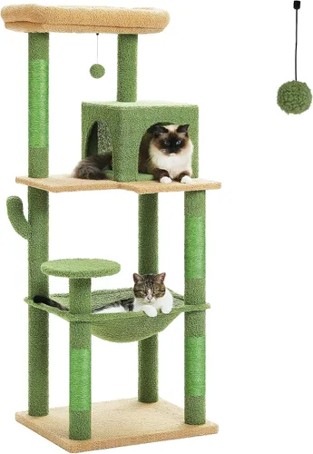 Vista 13 de PETEPELA Árbol de gato de 69 pulgadas de alto para gatos grandes de interior, torre para gatos adultos con hamaca grande, torre de árbol trepador