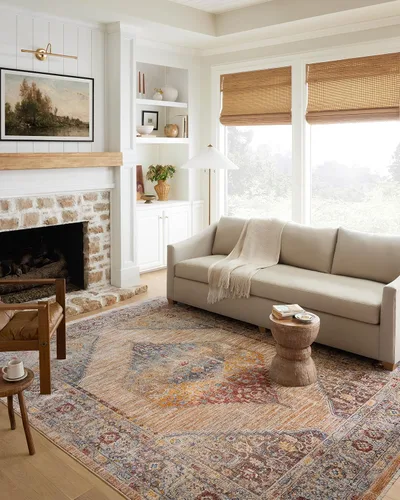 Vista 14 de Loloi Sorrento Collection SOR-01 Mist/Charcoal - Alfombra decorativa redonda de 5 pies y 3 pulgadas x 5 pies y 3 pulgadas Niebla / Carbón vegetal