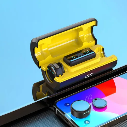 Vista 9 de Caiord Paquete de 2 micrófonos inalámbricos Lavalier para iPhone iPad Android con funda de carga, mini clip/micrófonos magnéticos para grabación
