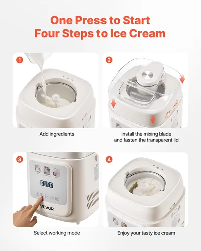 Vista 5 de VEVOR Máquina Automática Vertical de Helados con Compresor Incorporado, 1 Cuarto de Galón Sin Pre-congelación Fabricadora de Gelato y Máquina