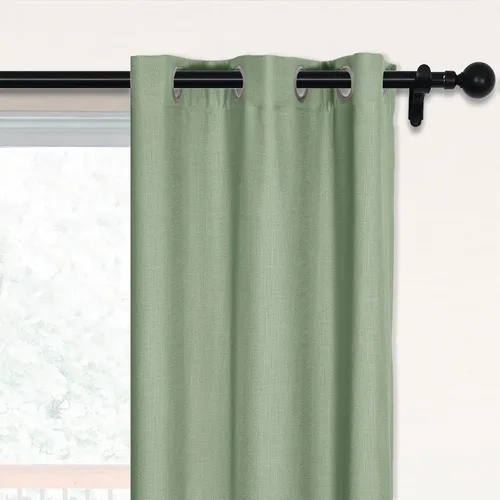 Vista 16 de Fcosie 38 pulgadas de ancho x 45 pulgadas de largo, cortinas de lino 100% opacas con revestimiento blanco, cortinas con aislamiento térmico, paneles