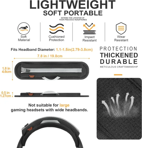 Vista 2 de Funda universal de repuesto para diadema de auriculares, funda de cojín para diadema compatible con Sony, Bose, Beats, JBL Protector de banda