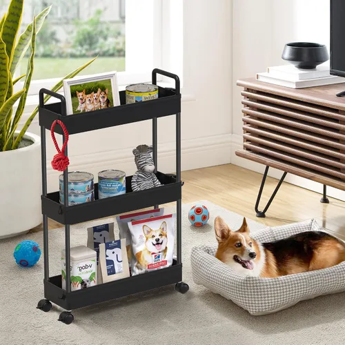Vista 6 de SOLEJAZZ Carrito de Almacenamiento Delgado con Ruedas de 3 Niveles, Organizador de Almacenamiento Estrecho para Baño, Organizador de Utilidades