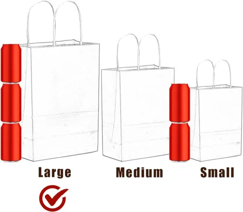 Vista 4 de qiqee Bolsas grandes de papel kraft con asas de 13 x 10 x 5 pulgadas, 32 bolsas de papel de regalo, bolsas de color sólido rosa brillante