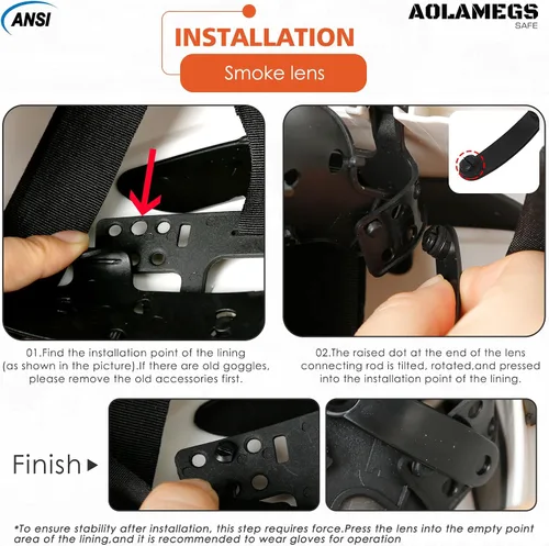 Vista 13 de Anteojos de seguridad ANSI Z87, accesorios de visera de casco duro de construcción OSHA, protector de ojos transparente y tintado integrado