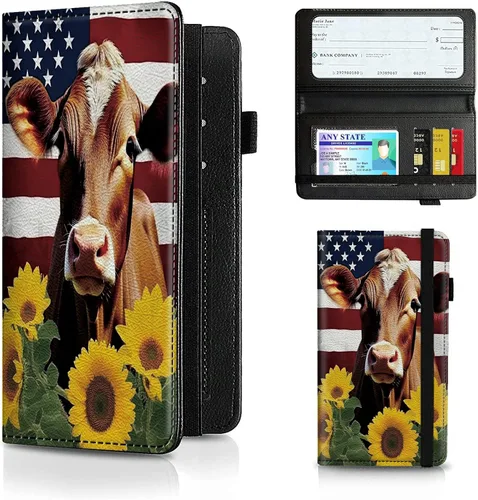 Vista 36 de Funda para chequera para hombres y mujeres, cartera de cuero RFID con ranuras para tarjetas de crédito, soporte de cheques duplicados personales