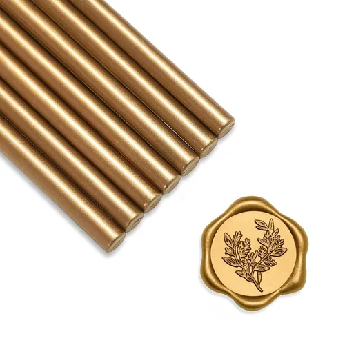 Vista 9 de UNIQOOO Mavailable - Varillas de cera para sellar con pistola de pegamento para sello de cera, dorado antiguo metálico, ideal para invitaciones