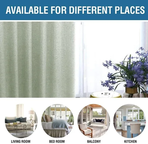 Vista 39 de H.VERSAILTEX Cortina 100% opaca para dormitorio, 63 pulgadas de largo, con ojales, cara de lino, bloqueo de luz completa, cortina para sala de Arena