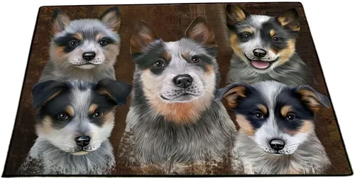 Vista 11 de Doggie of the Day Blue Heeler Dogs Floor Mat - 4th of July Independence Day - Best Dog Doormat - Protector Decor - Unique Portrait Art - Premium