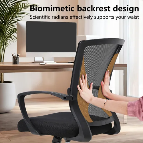Vista 4 de PayLessHere Silla de oficina, silla de escritorio, silla de computadora, silla ergonómica, malla ejecutiva ajustable, respaldo medio con ruedas Negro