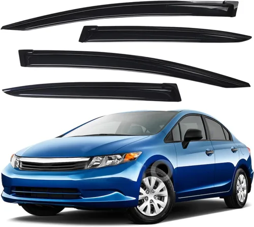 Vista 6 de Lightronic Visera de Ventana de Ventilación Automática Extra Duradera con Clip en Canal, Compatible con Honda Civic Sedan 2012-2015, Protector