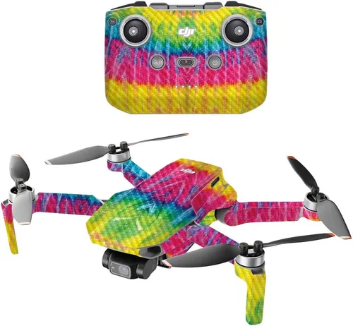 Vista 5 de MIGHTY SKINS Fibra de carbono compatible con el dron portátil DJI Mini 2, humo brillante, acabado de fibra de carbono texturizado protector
