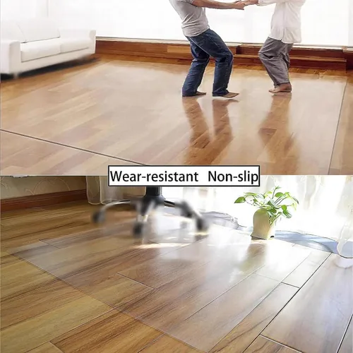 Vista 7 de Tapete protector de piso de plástico transparente resistente de 0.06 pulgadas de grosor, alfombrilla protectora antideslizante transparente