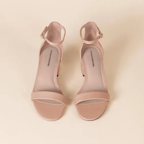 Vista 6 de Amazon Essentials Women's Two Strap Heeled Sandals with Adjustable Ankle Strap, Padded Memory Foam Insole Beige