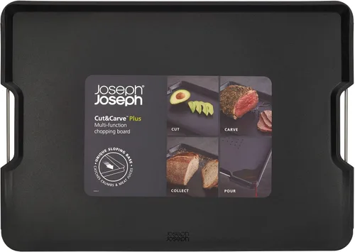 Vista 5 de Joseph Joseph Cut&Carve Plus - Tabla de cortar antideslizante, multifunción, de doble cara para preparación y tallado de alimentos, apta para Negro