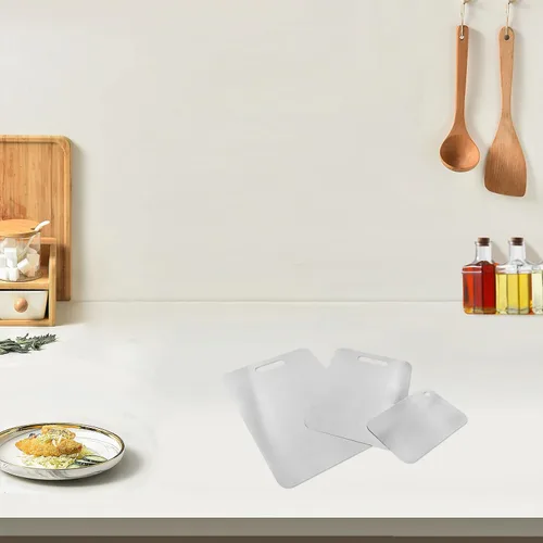 Vista 8 de 3pcs Double-sided Stainless Steel Chopping Boards 34x23cm 39x28cm with Hanging Hole, Dishwasher Safe Household Cutting Boards for Raw and Cooked