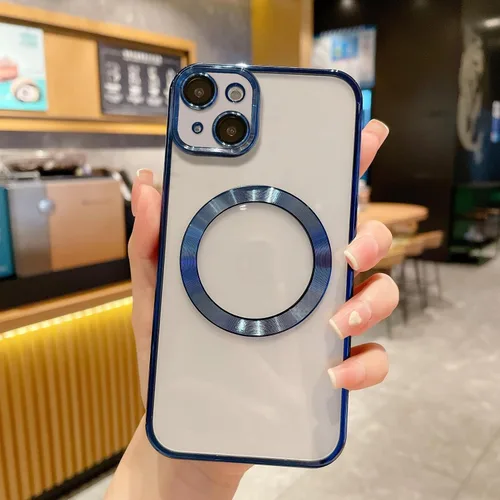 Vista 15 de Funda magnética transparente compatible con iPhone 11, lujosa funda MagSafe transparente a prueba de golpes con protector completo de lente