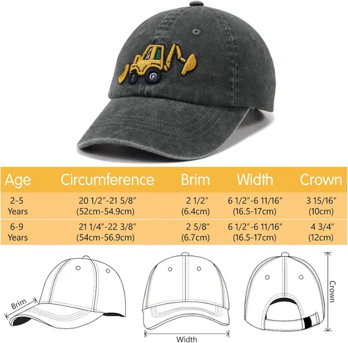 Vista 2 de Gorra de béisbol bordada para niños de 2 a 5 años, ajustable, vintage, de algodón lavado, para niños y niñas