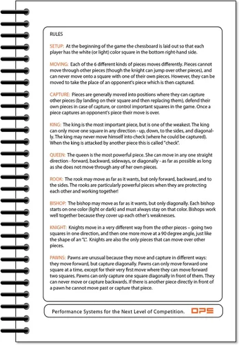 Vista 8 de Libro de puntuación de ajedrez Perfect Strike con reglas e instrucciones de puntuación. Libro de mantenimiento de puntuación resistente. Calidad
