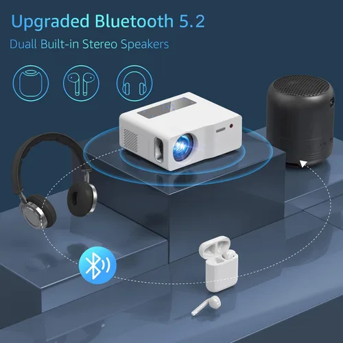 Vista 4 de [Compatible con 3500 ANSI/4K] Proyector de cine para exteriores, proyector nativo 1080P con WiFi y Bluetooth, proyector de video de pantalla de 450