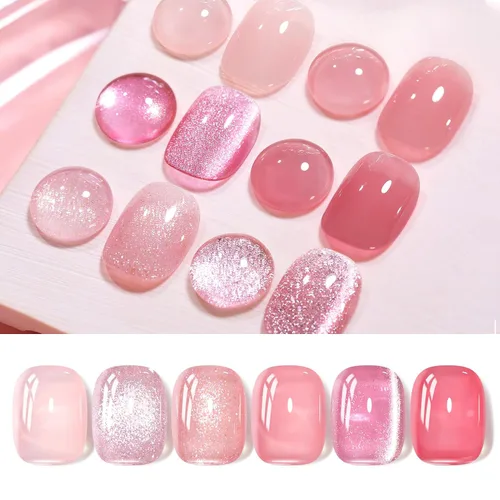 Vista 12 de Born Pretty Esmalte de uñas de gel de color ámbar cristal marrón naranja burdeos rojo negro para otoño e invierno, esmalte de uñas transparente