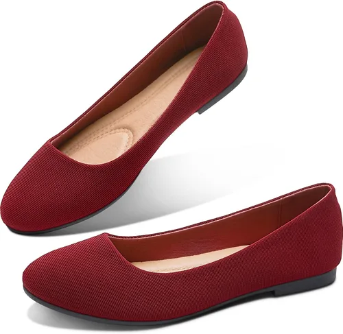 Vista 18 de Obtaom Zapatos planos de puntera redonda para mujer, zapatos de ballet negros para niñas