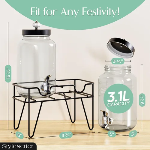 Vista 2 de Style Setter Manchester - Juego de 2 dispensadores de bebidas frías con 3.1 litros cada uno