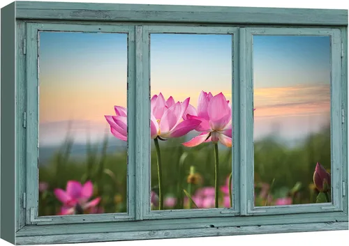 Vista 33 de Cuadro decorativo con diseño de ventana moderna blanca con vista, de la marca Wall26®