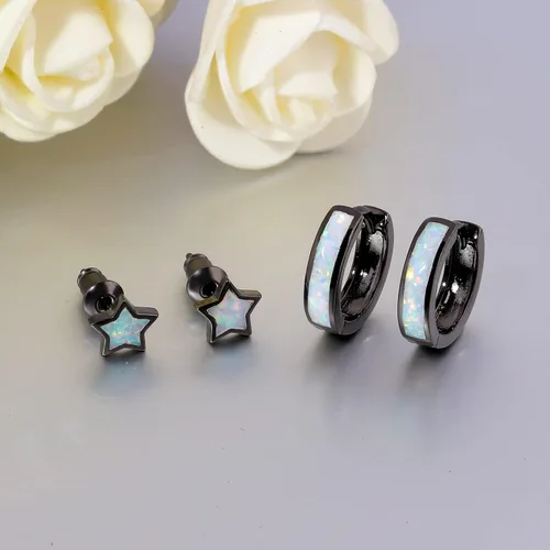 Vista 63 de CiNily Aretes Huggie de ópalo con bisagras, chapados en oro, hipoalergénicos, pequeños aretes de aro para mujeres, adolescentes, niñas, hombres