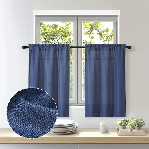 Vista 61 de OWENIE Bob Juego de 2 Paneles de Cortinas Negras de Cocina para Ventanas de 36 Pulgadas de Largo, Cortinas Cortas de Café con Textura de Lino