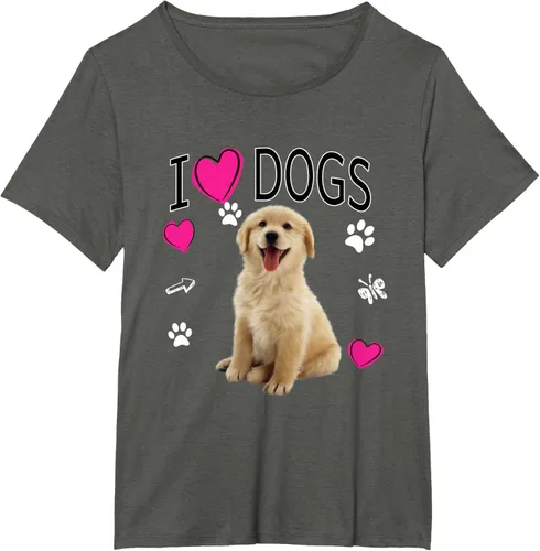 Vista 89 de Camiseta I Love Dogs - Camiseta Golden Labrador retriever, Azul Negro