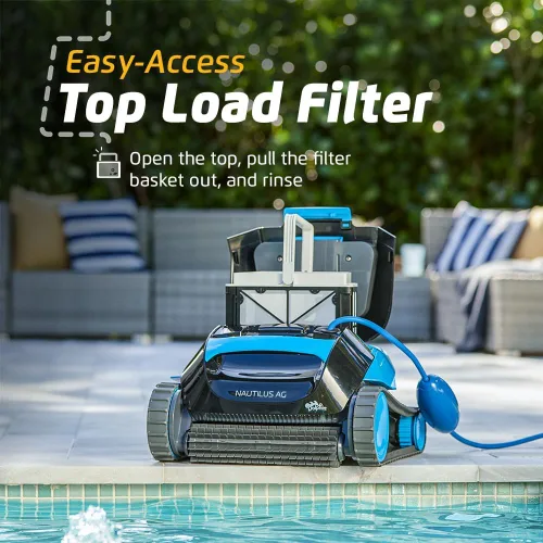 Vista 8 de Dolphin Nautilus AG - Aspiradora robótica automática para piscinas, cepillo de limpieza activo, acceso a filtros de carga superior, ideal