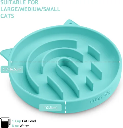 Vista 3 de Coomazy Alimentador lento del rompecabezas del animal doméstico del silicón Cian