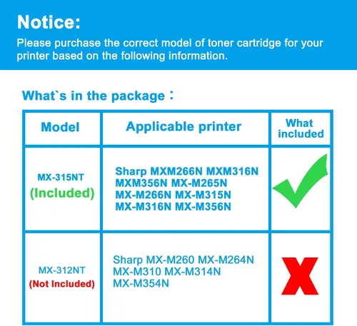 Vista 2 de LCL Cartucho de tóner de repuesto compatible para Sharp MX-315NT MX315NT MXM266N MXM316N MXM356N MX-M265N MX-M266N MX-M315N MX-M316N MX-M356N