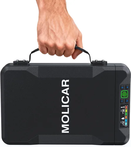 Vista 9 de Caja fuerte para pistola de mano pequeña biométrica, caja de seguridad portátil para pistola con acceso rápido por huellas dactilares, caja