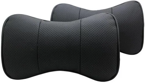Vista 7 de 2 fundas de cuero para reposacabezas de automóvil, fundas de cojín para almohada (beige)