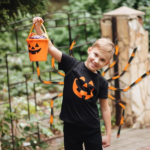 Vista 6 de Halloween Spider Backpack Spiderweb Headband Costume Halloween Giant Spider Decorations Funny Candy Bag