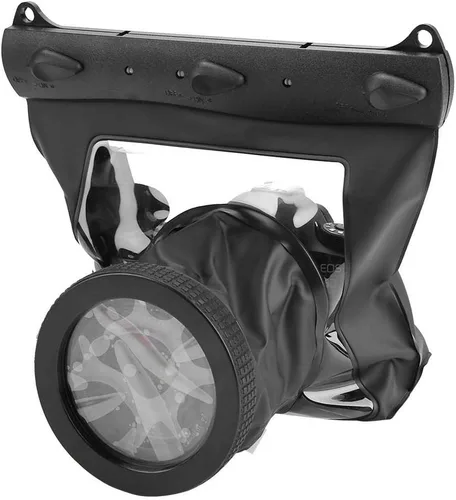 Vista 2 de Estuche de carcasa de cámara subacuática, bolsa protectora impermeable de 65.6 ft para cámaras DSLR SLR sin espejo (negro)