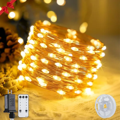 Vista 12 de JMEXSUSS VFairy Lights Luces de Navidad Enchufables Naranja Morado