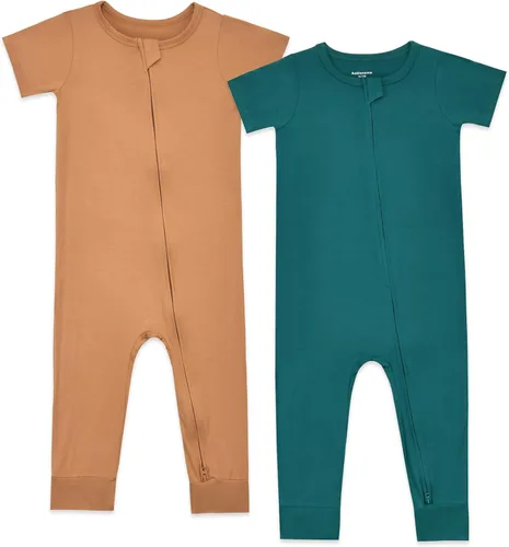 Vista 9 de Aablexema Pijama de rayón de bambú de manga corta para bebé Negro & gris