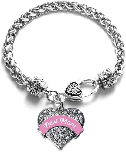 Vista 247 de Inspired Silver - Pulsera de plata con dije de corazón pavé con joyas de circonita cúbica