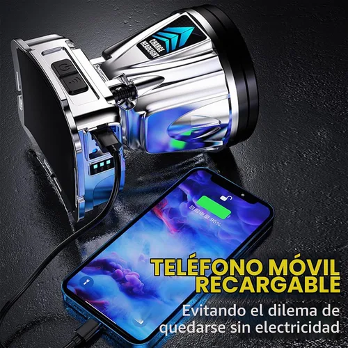 Vista 6 de Linterna frontal súper brillante de alta potencia, luz frontal LED recargable con sensor de movimiento para caza, lámpara de cabeza, linterna, foco