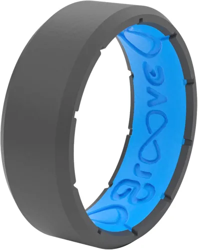 Vista 6 de Groove Life Edge Silicone Ring - Breathable Rubber Wedding Rings for Men, Lifetime Coverage, Unique Design, Comfort Fit Ring