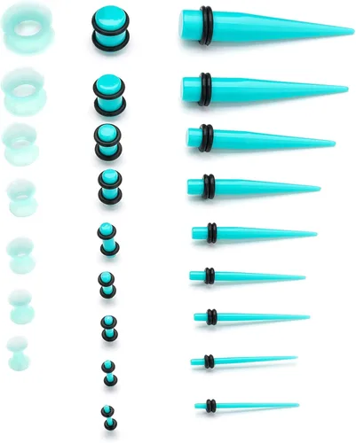 Vista 4 de CABBE KALLO Juego de 50 dilatadores de oreja de silicona, dilatadores y tapones acrílicos 14G-00G, juego de expansores de ojal para mujeres