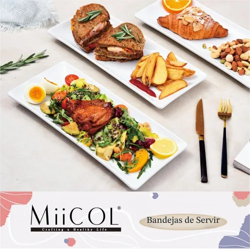 Vista 2 de Miicol Juego de 3 platos de porcelana para servir, bandejas grandes de 14