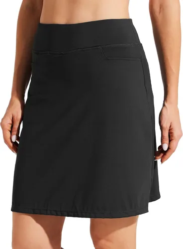 Vista 2 de Willit Falda pantalón de 19 pulgadas para mujer, para tenis, golf, atlética, hasta la rodilla, casual, ligera, con bolsillos