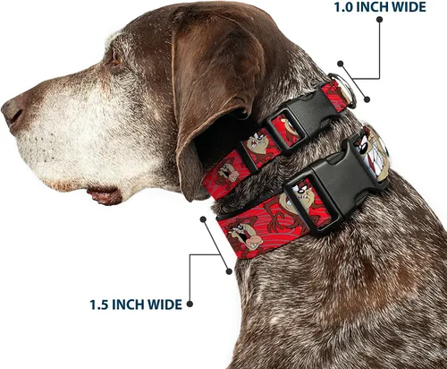 Vista 2 de Buckle-Down Tasmanian Devil Expressions Red Swirl - 1 pulgada de ancho - Se adapta a cuello de 9 a 15 pulgadas - S