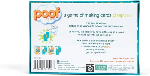 Vista 4 de Poof The Game - Juego de cartas casual rápido de aprender, fácil de jugar, para amigos y familiares, grupos grandes y pequeños, noches de juego