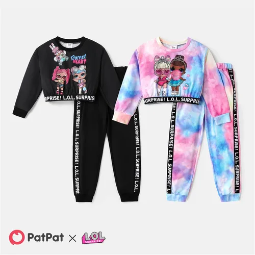 Vista 6 de L.O.L. Surprise! Girls Clothes Crop Top and Pant Long Sleeve Doll Print Tie dye Sweatshirt Leggings Girls Outfits 2Pcs Sets