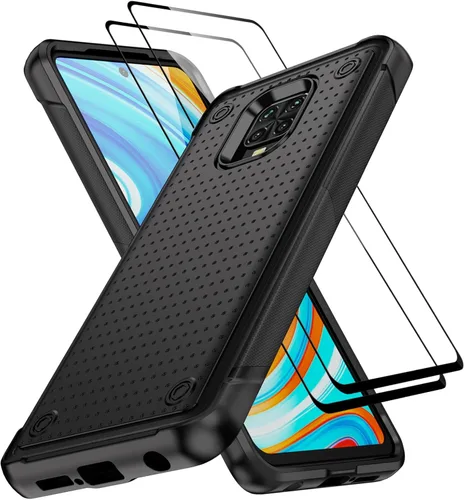 Vista 10 de Jeylly Funda para Xiaomi Poco X3 NFC con protector de pantalla de vidrio templado [2 paquetes], resistente a prueba de golpes, funda protectora